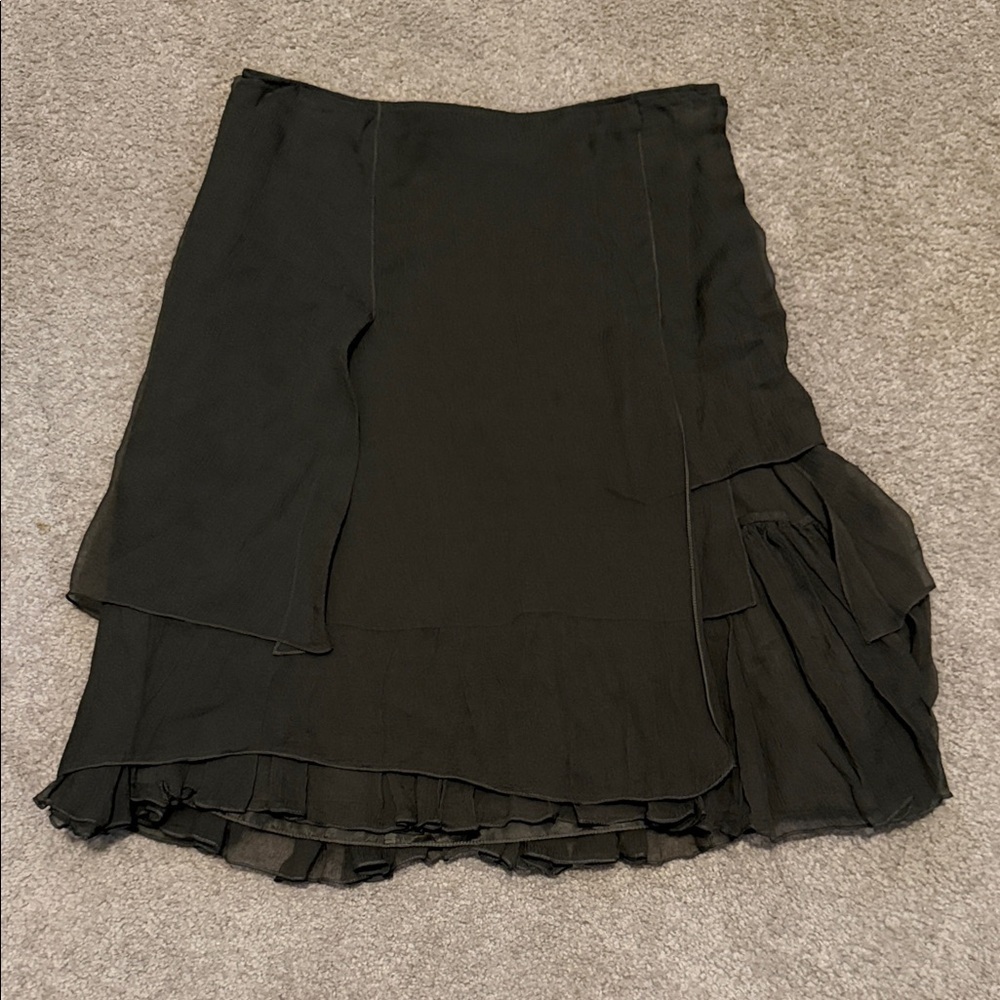 Morgane Le Fay Boho Chic Olive Green Silk Skirt